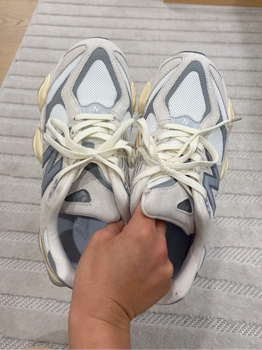 New Balance 9060 size 7 Women's Cream and Gray Accent Running Sneakers